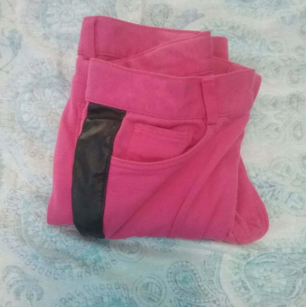 Girls Medium pink pants with black stripe